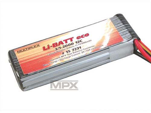 Multiplex Li-Po Battery 11,1V 2000mAh eco 3/1-2000 (M6) # 157231 