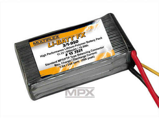 Multiplex Li-Po Akku 11,1V 950mAh FX 3/1-950 (M6)