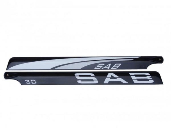 SAB Blackline 800mm 3D CFK Hauptrotorblätter - SILBER