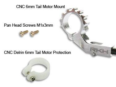 RKH mSR/mCPX CNC Alu Heckmotorhalter für 6mm Motor (silber)