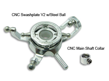 RKH mCPX CNC Swashplate and Collar V2 w/Steel Ball (Silver)