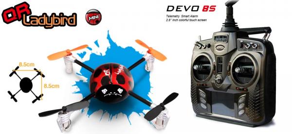 Walkera QR LadyBird BNF Mini Quadcopter mit deVention DEVO 8S (Bulk) Set