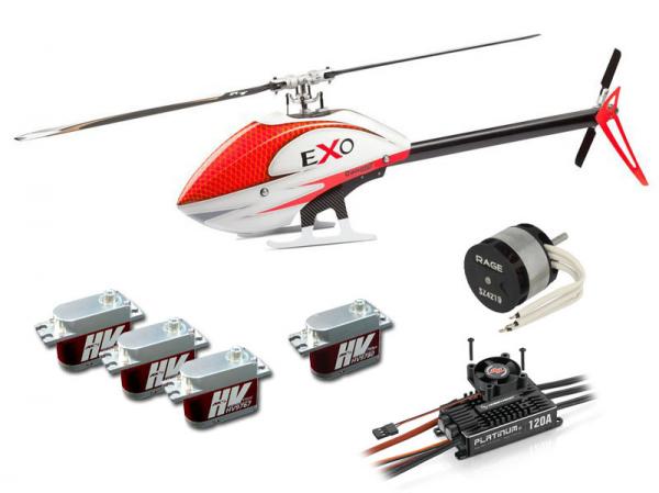 Compass EXO 500 with Motor, ESC, Servos and CF Rotorblades - Red