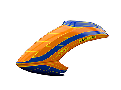 Mikado LOGO 550 Haube neon-orange/blau