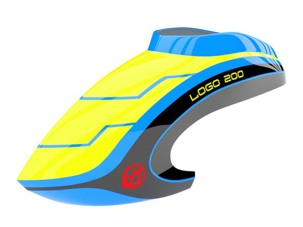 Mikado LOGO 200 Haube neon-gelb/blau/schwarz