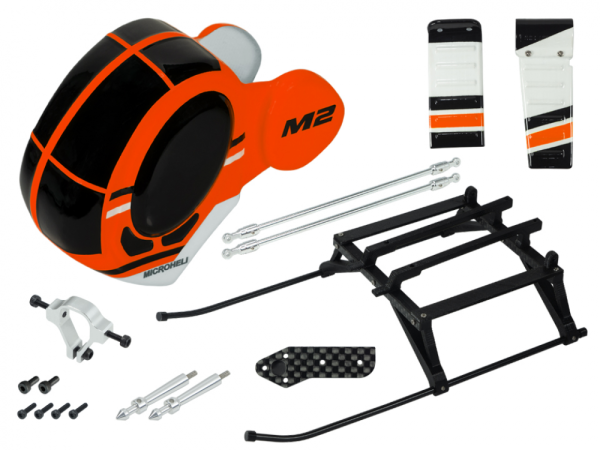 Microheli Hughes 300 Scale Conversion Set orange with Landing Gear - OMP Hobby M2 V2 / EXP / EVO