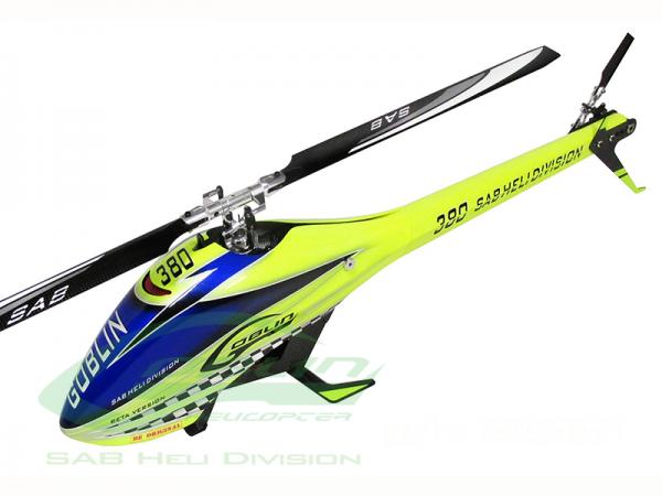 GOBLIN 380 YELLOW/BLUE (with blade and tail blade)
